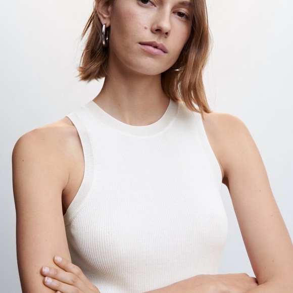 Mango White Ribbed Tank - Picture 3 of 8